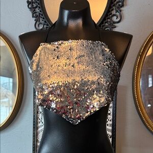 Forever 21 Metallic Sequin Crop Top